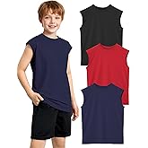 Somaibo 3 Packs Boys Athletic Tank Tops Breathable Mesh Undershirts Quick Dry Sleeveless Muscle T-Shirts for Kids