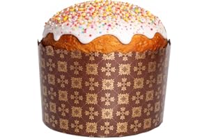 15 oz Paska Mold Easter Bread Forms 12 Pack – Large Easter Bread Paper Mold Standard Brown Design - Kulich Paska Mold Panetto