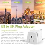 SHUOMAO 3-Pack US to UK Plug Adapter, 2/3 Pin USA to 3 Pin UK Converter, White view 2