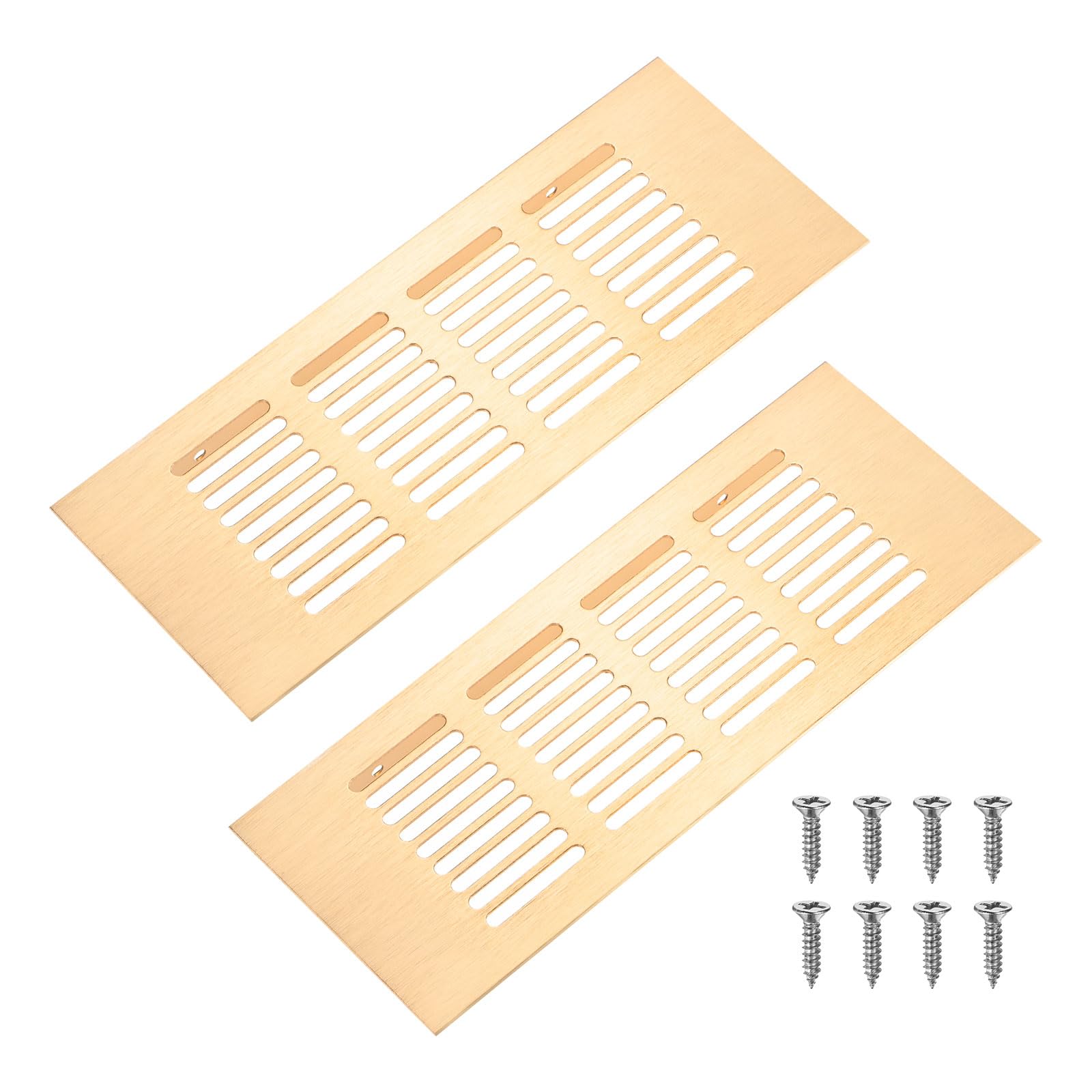 Photo 1 of M METERXITY 2-Pack Door Vents for Interior Doors, 8 x 3 Inch/ 200 x 80mm Aluminum Alloy Ventilation Grille for Cabinet/Wardrobe/Shoe Cabinet, Rectangle Air Vent with 8 Screws [Brushed Gold]