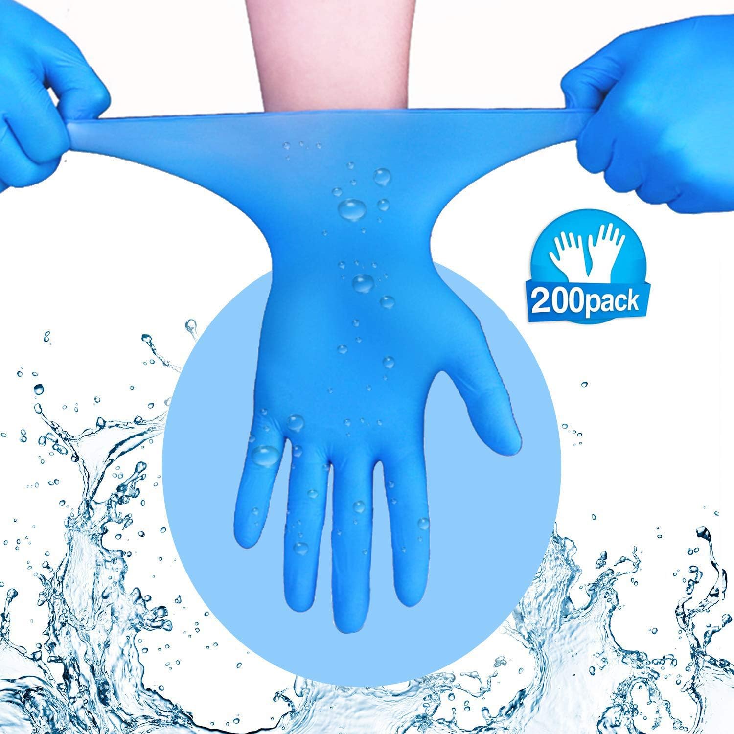 200 Pcs Disposable Nitrile Gloves,Blue Disposable Gloves Powder Free,Food Grade Gloves Latex Free Nitrile Gloves Multipurpose Gloves,SIZE M/L/XL