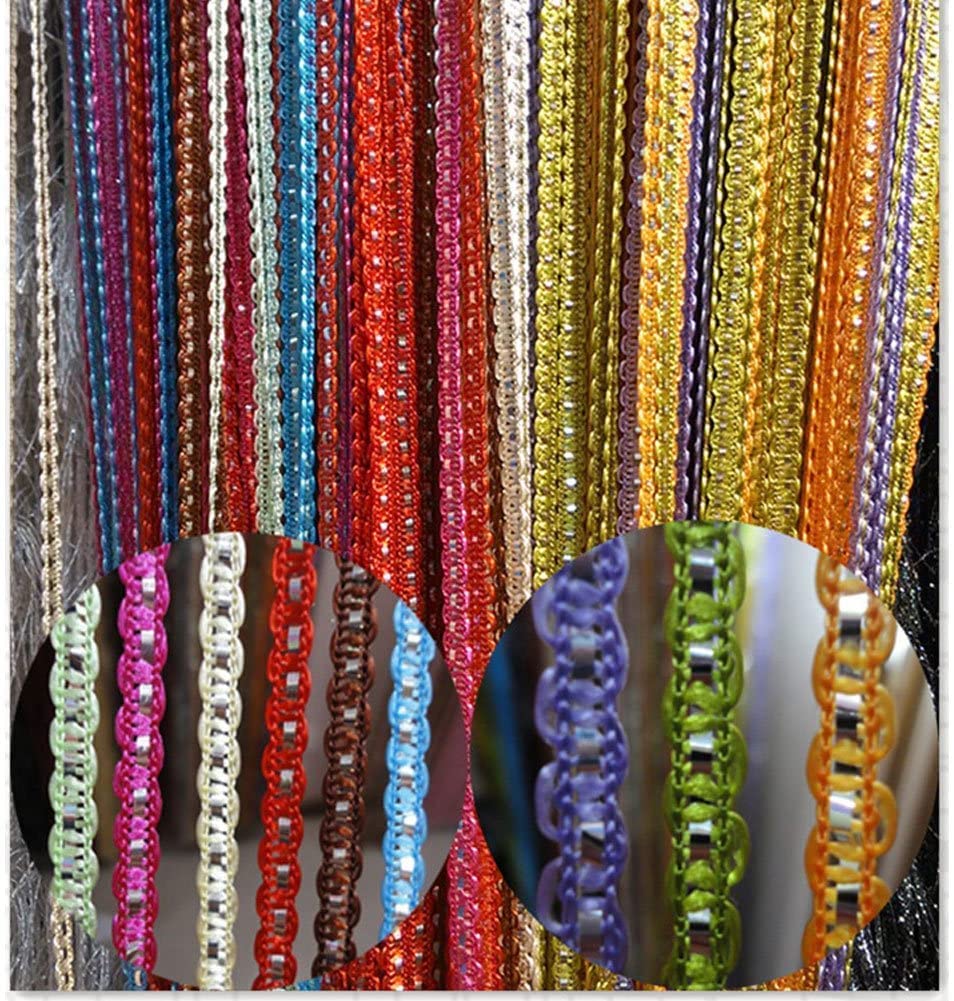 String Curtain Panel, Glitter Door Wall Window Doorways Panel Fly Screen Fringe Room Divider Blinds, Decorative Tassel Ribbon Strip Silver Screen for Living room, Bedroom, Party Events (Multi-color)