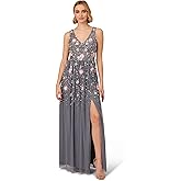 Adrianna Papell Womens Beaded Mesh Long Dress