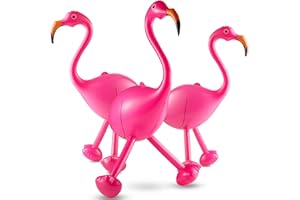 Inflatable Flamingo Party Decorations - (Pack of 3) 28" Tall Large PVC Flamingo Animal Blow-Up Pool Toy for Kids - Summer Out