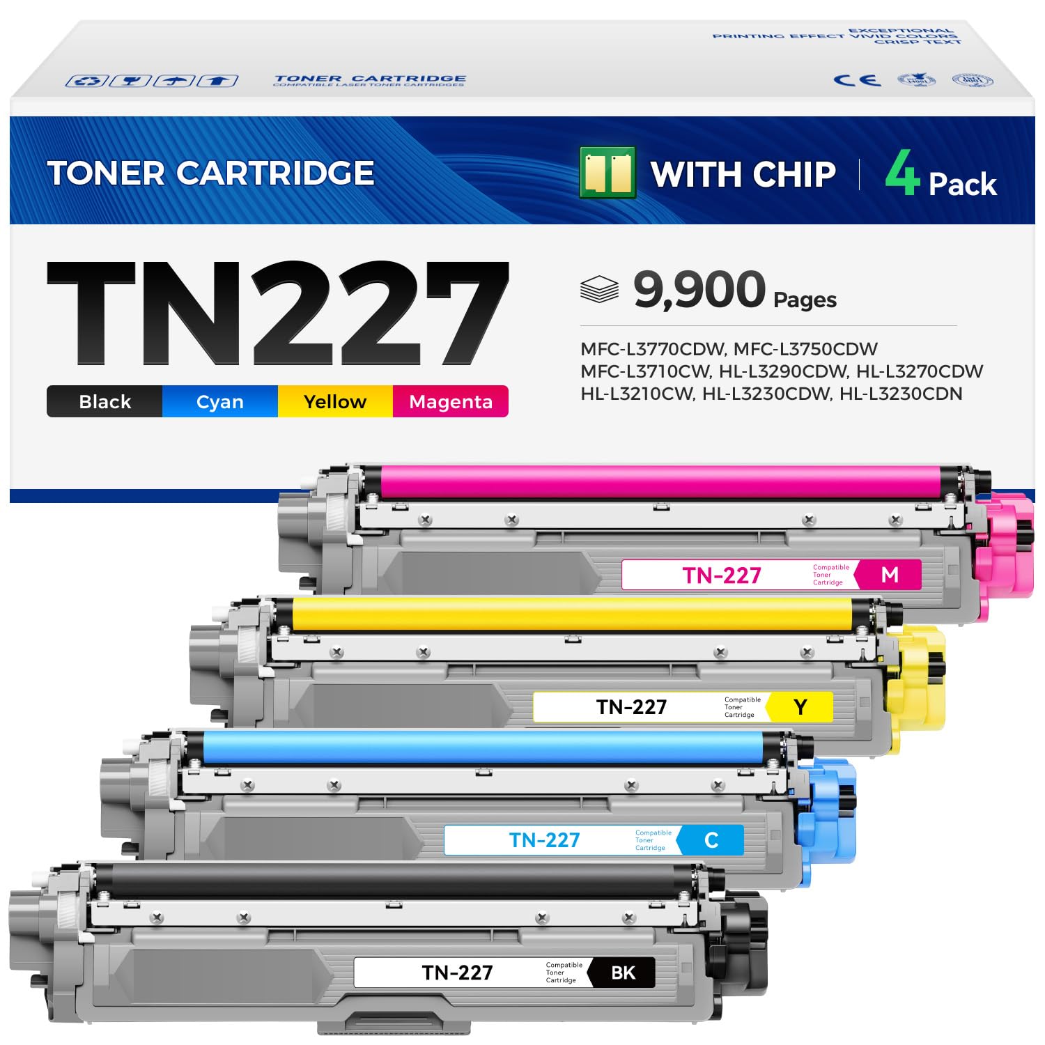 TN227 Toner Cartridge Set 4-Pack Printer