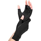 sundpik Compression Arthritis Gloves for Women and Men | Copper Infused Black Fingerless Apparel Gloves