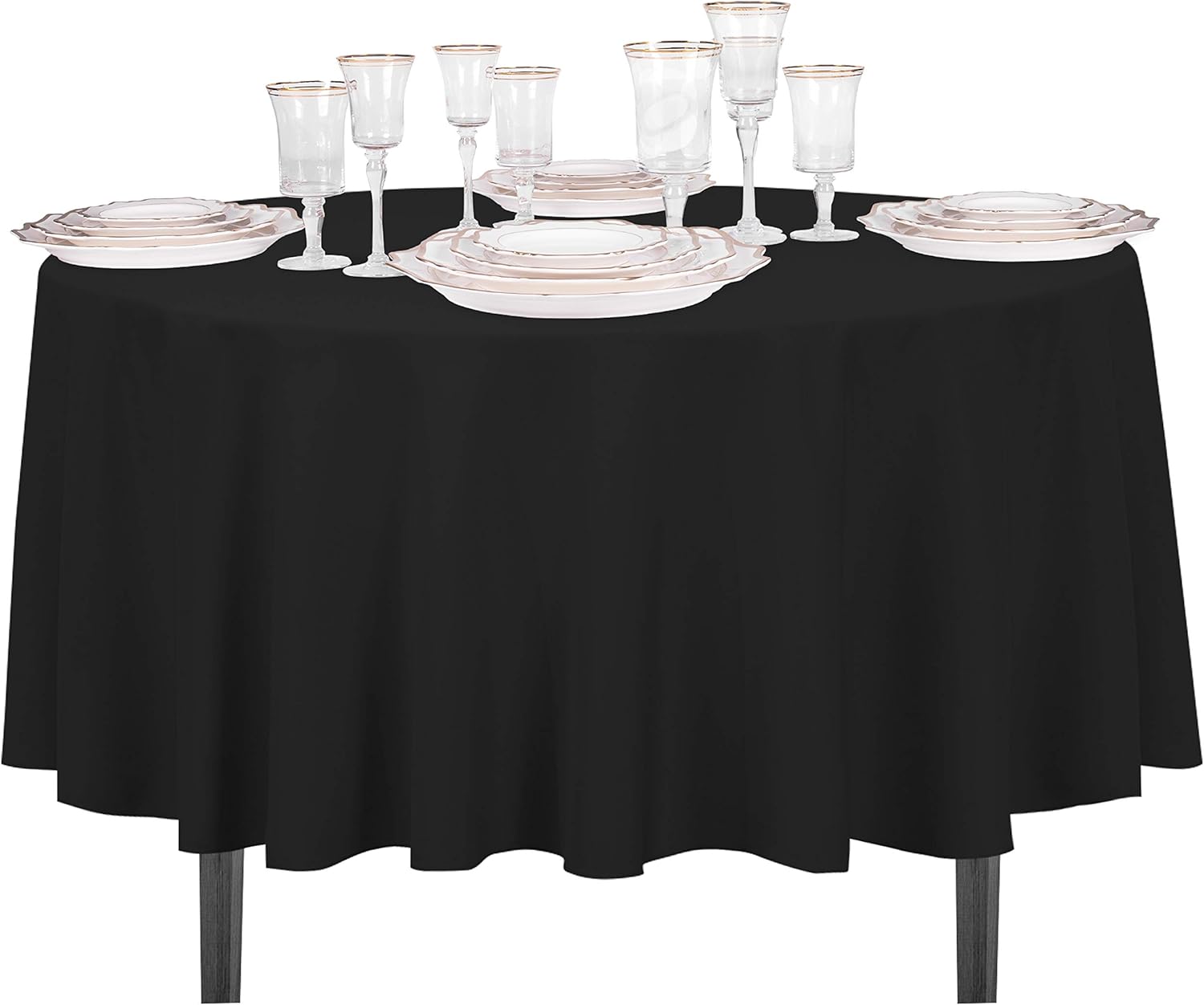 LinenTablecloth 90-Inch Round Polyester Tablecloth Black: Home & Kitchen