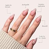 Glamnetic Goal Getter Press On Nails Medium Almond Neutral Gold Reverse French view 3