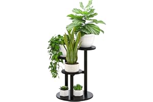 kiplant Black Plant Stand, 3 Tiered Small Plant Stand Indoor, Bamboo Plant Stands for Indoor Plants Multiple, Corner Plant Stand for Window Garden Balcony Living Room Outdoor