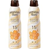 Hawaiian Tropic Weightless Hydration Clear Spray Sunscreen SPF 15, 6oz | SPF 15 Sunscreen Spray, Sunblock, Oxybenzone Free, 6oz each Twin Pack