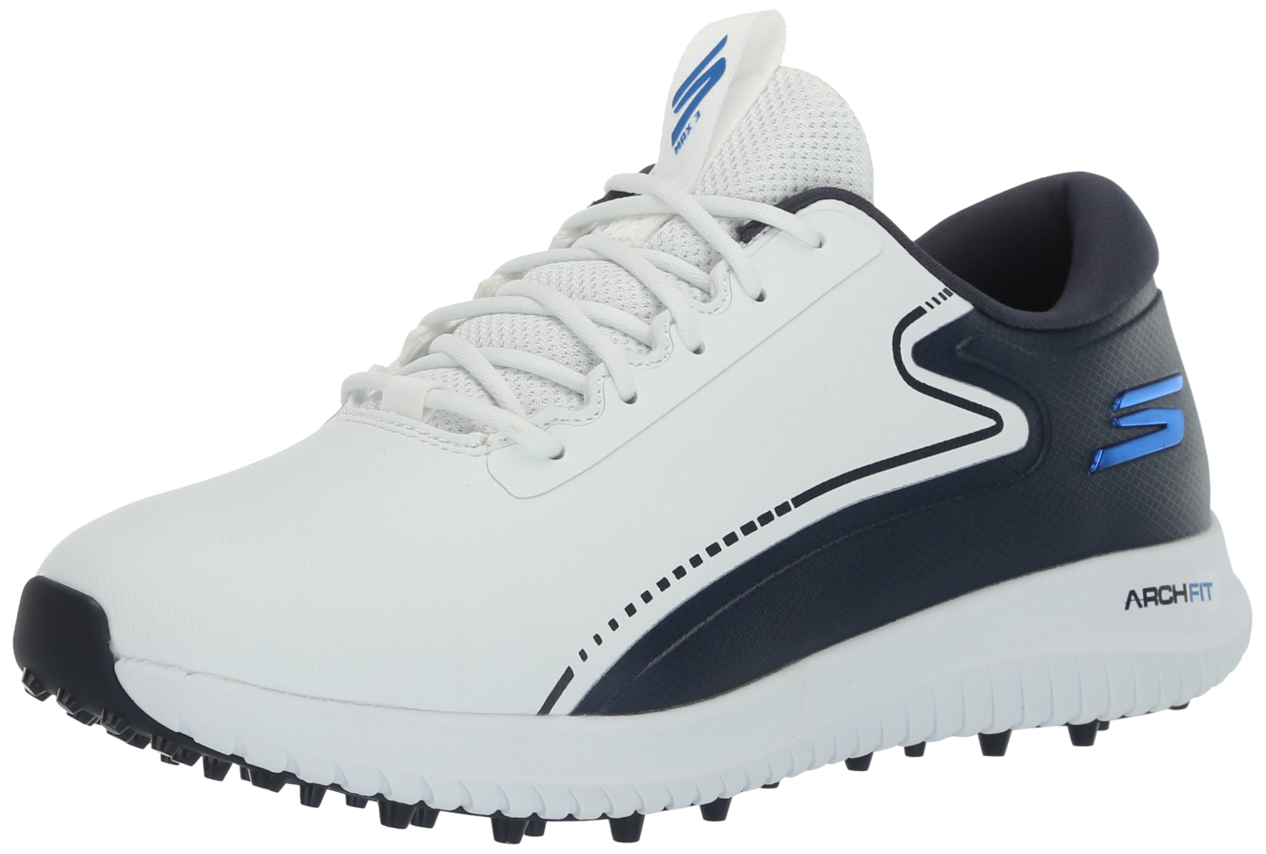 Skechers Men's Max 2 Arch Fit Waterproof Spikeless Golf Shoe, White/Navy Blue, 11.5 Wide Image