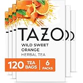 TAZO Wild Sweet Orange Herbal Tea Bags, 120 Total Bags (20ct - Pack of 6) | Caffeine Free Unsweetened Hot Tea with Orange Peel Lemongrass Citrus Herbs Licorice Root Natural Flavors Non-GMO Kosher