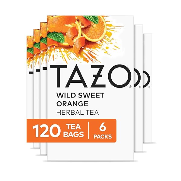 TAZO WILD SWEET ORANGE TEA BAGS, UNSWEETENED HERBAL TEA, CAFFEINE-FREE, 120 TOTAL TEA BAGS (20CT – PACK OF 6)