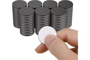 Uniclife 100 Pcs Round Magnets with Adhesive Backing, 20 x 2.5 mm Small Magnets for Crafts, Self Adhesive Magnet Dots, Refrig