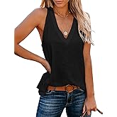 Uincloset Women's Summer Basic Sleeveless V Neck Casual Tank Tops Loose Shirts