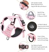 HEELE Dog Harness No Pull Reflective with Padded Handle M Pink 2 Rings view 3