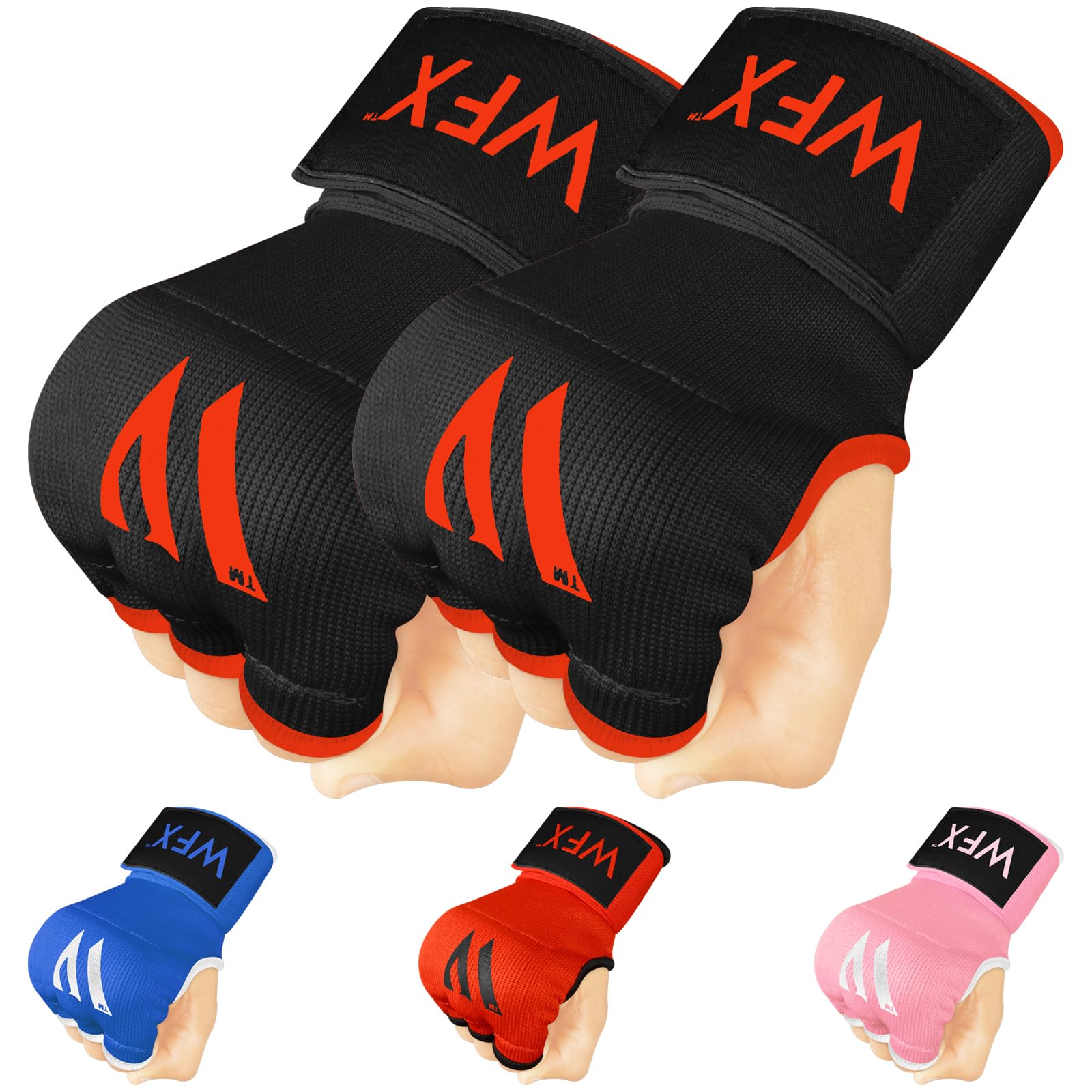 WFX Kids Junior Boxing Hand Wraps Inner Gloves Gel Padded Protection Gloves Pair Combat Sports for Young Fighters (Black, Kids/Junior)