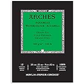 Arches Watercolor Pad, Cold Press, 9x12 inches, 12 Sheets - Professional Art Paper for Watercolor Gouache Ink Acrylic