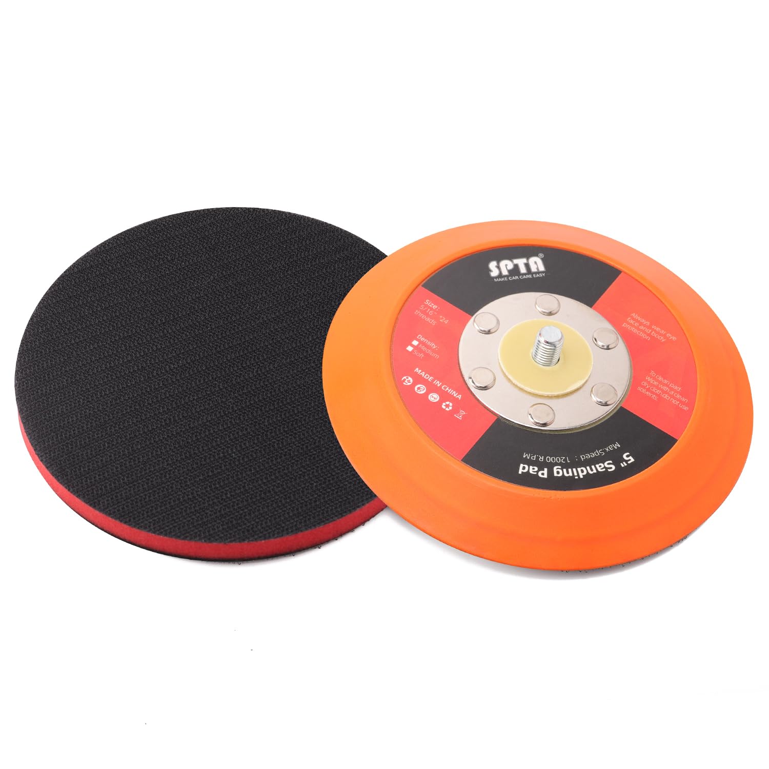 Photo 1 of SPTA 5"(125mm) Backing Pad Hook and Loop Backing Plate 5/16"-24 Thread DA Air Random Orbital Sander/Polisher Backing Pad with 5" Interface Cushion Pad for Sanding Finishing Polishing Buffing