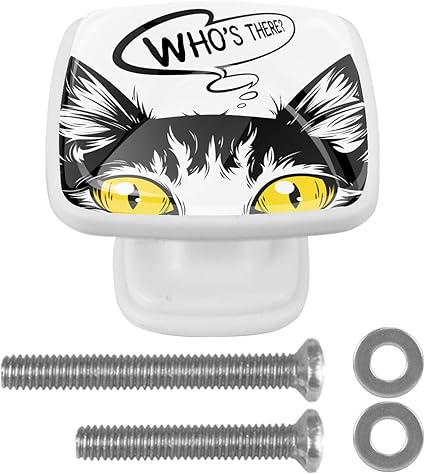 Perillas de gabinete de cocina gato blanco negro Perillas de escritorio