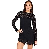 Forever 21 Womens Long Sleeve Lace Mini Dress Lace Overlay Fitted Party Outfit