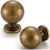 FAPUAL Antique Brass Cabinet Knobs, 20 Pack Round Ball 1 Inch Drawer | Zinc Alloy，Screws Included，Vintage Ball Knob Shape Cabinet Handles Pulls Hardware for Kitchen Cupboards Dresser Restyle