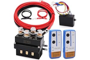 TuoLauthon 12V 250A Winch Solenoid Relay Contactor for 2000-5000lbs UTV ATV Truck Winches with 2Pcs Wireless Winch Remote Con