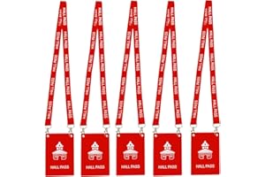 Bemaxy Hall Pass Lanyards with Large Card Passes, Unbreakable School Classroom 5 Inch Passes Set for Teacher Parents(Hall Bathroom Library Office & Nurse),5 Pcs(Hall)