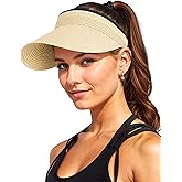 AlturaGo Sun Visor Hat for Women Summer Beach Vacation Essential Ponytail Friendly Travel Foldable Packable UPF 50+