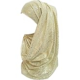Sparkle Shimmer Gold Glitter Women's Hijab Muslim Head Wrap Scarf Shawl Lightweight
