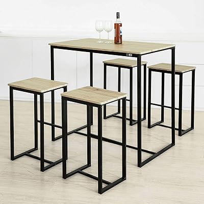 Haotian OGT15-N 5 Piece Dining Set with Table and 4 Bar Stools