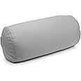 Squishy Deluxe Tube Microbead Bolster Pillow with Stay-Cool Fill & Silky Removable Cover, Flexible, Head, Neck & Back Support for Home & Away, Carrying Case, 13 x 6 inches, Grey
