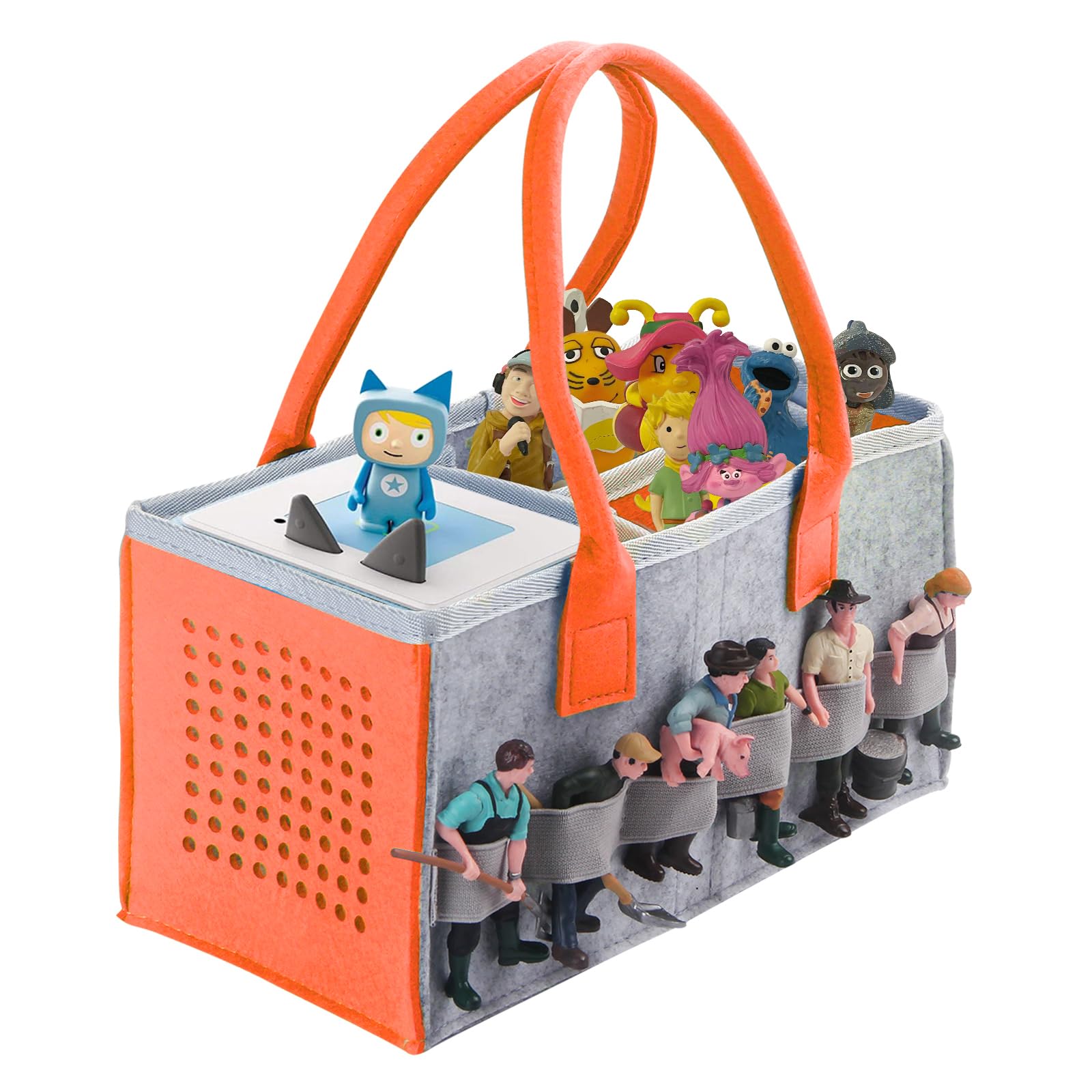 Shudyear Carry case for Toniebox Starter Set and Accessories Storage Bag,Felt Organizer Bag for Toniebox Audio Player and Figurine,Travel Carrying Bag for Toniebox & Accessories (orange)