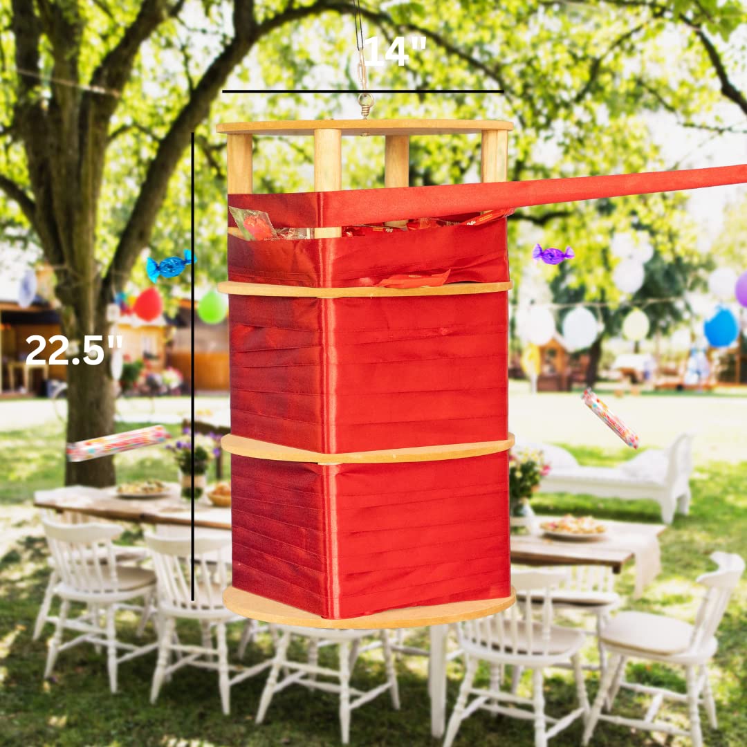 Birdie Designs Spinata - Spinning Pinata with Pull-String Option and Pinata Bolo, Reusable Pinata for Gender Reveal Parties and Fun Indoor/Outdoor Entertainment, Ideal for Kids and Adults Spin01