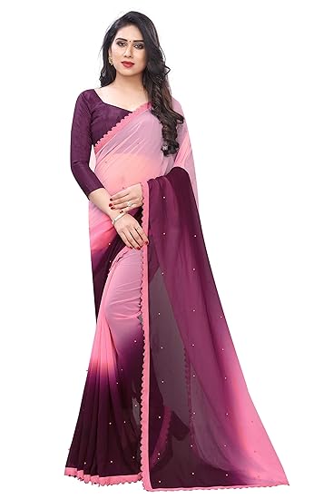 Blue Wish Womens Ethnic Wear Georgette Saree With Unstitched Blouse Piece