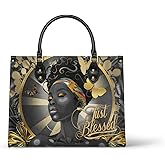 Afroyla African Black Women's Leather Bag, Medium Size, Premium Vegan Leather, Valentine's Day Gifts for Her, Wife, or Mother