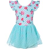 Funnycokid Ballet Leotard for Girls Dance Leotards with Skirt Toddler Ruffle Sleeve Ballerina Outfit