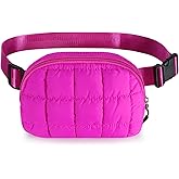 DOB SECHS Quilted Fanny Pack for Women Cross Body Small Puffer Waist Packs Purse Checkered Crossbody Belt Bag with Adjustable Strap, Lightweight Cute Puffy Sling Bags for Travel Sport, Hot Pink