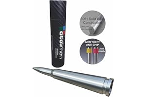 OTOLIMAN Bullet Antenna Accessories 50 Cal Caliber for Jeep Wrangler JK & JL Gladiator 2007-2022 Made with 6061 Billet Aluminum Construction (Silver)