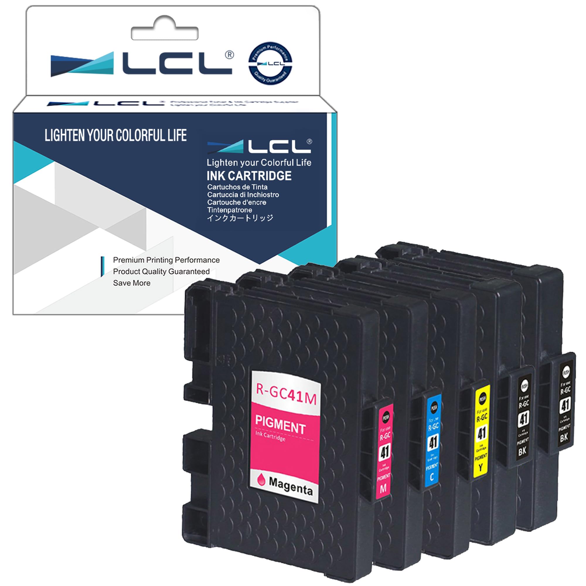 LCL GC-41 GC41 GC41K GC41C GC41M GC41Y (5-Pack 2 K C M Y) Ink Cartridge Compatible for Ricoh Aficio SG3100SNW SGK3100DN SG3110DN SG3110DNW SG3110N SG3110SFNW SG3120B SFNw SG 2100 2100N 2010L — image 1