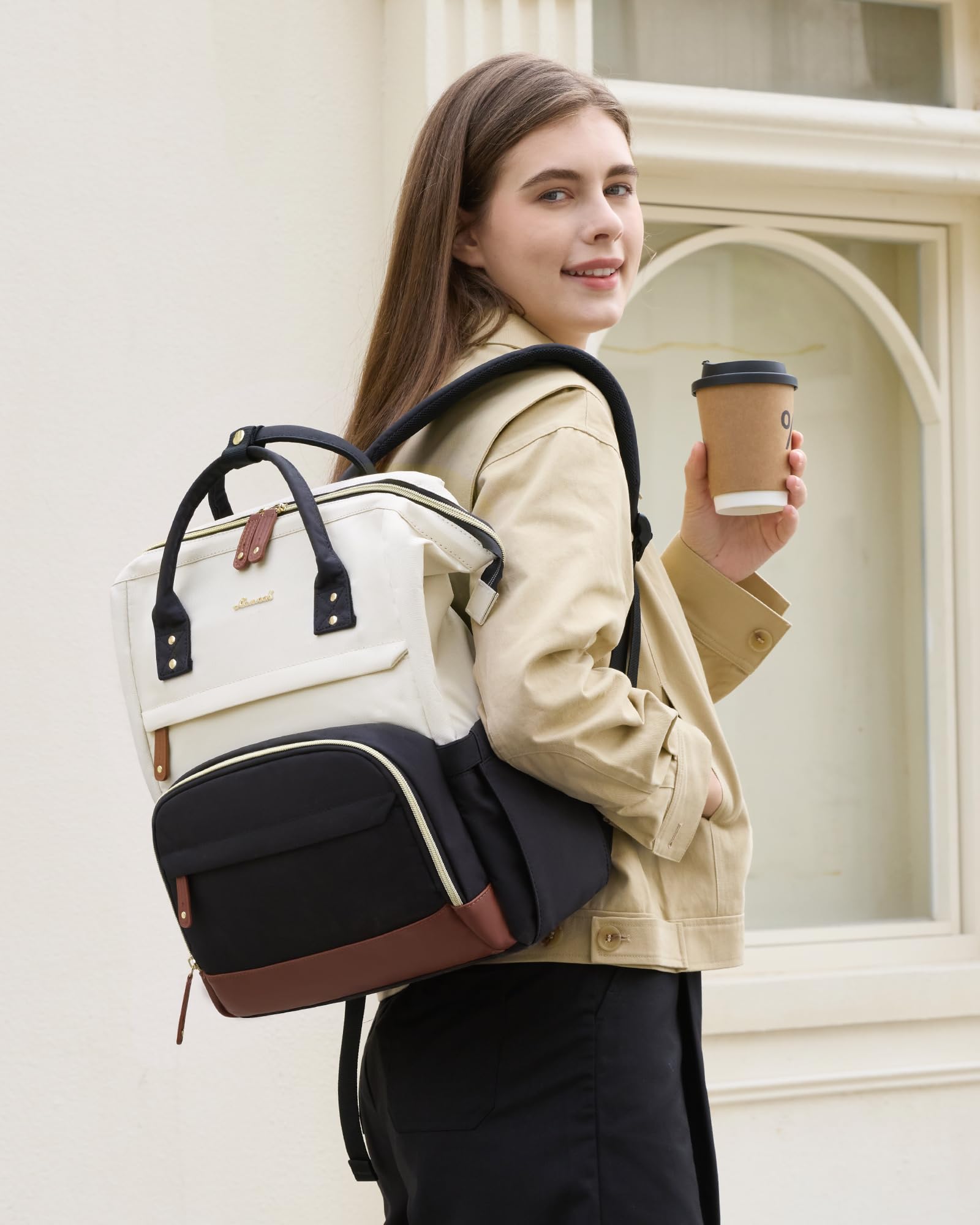 LOVEVOOK LOVEVOOK Laptop Backpack for Women, 15.6 Inch Work Business Backpacks Purse With Large Capacity, Waterproof Nurse Bag College Bookbag for School, Waterproof Casual Daypack for Travel