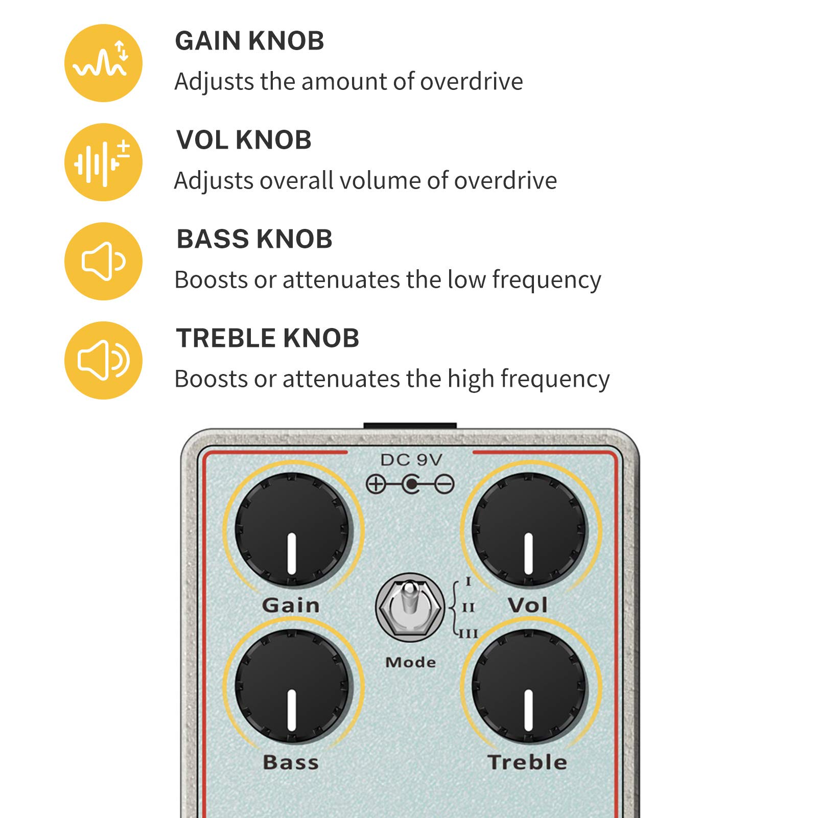 Donner Dumbal Drive Overdrive Pedal for Electric Guitar - Dumble Style With 2 Band EQ Boost Effect, Pure Analog True Bypass