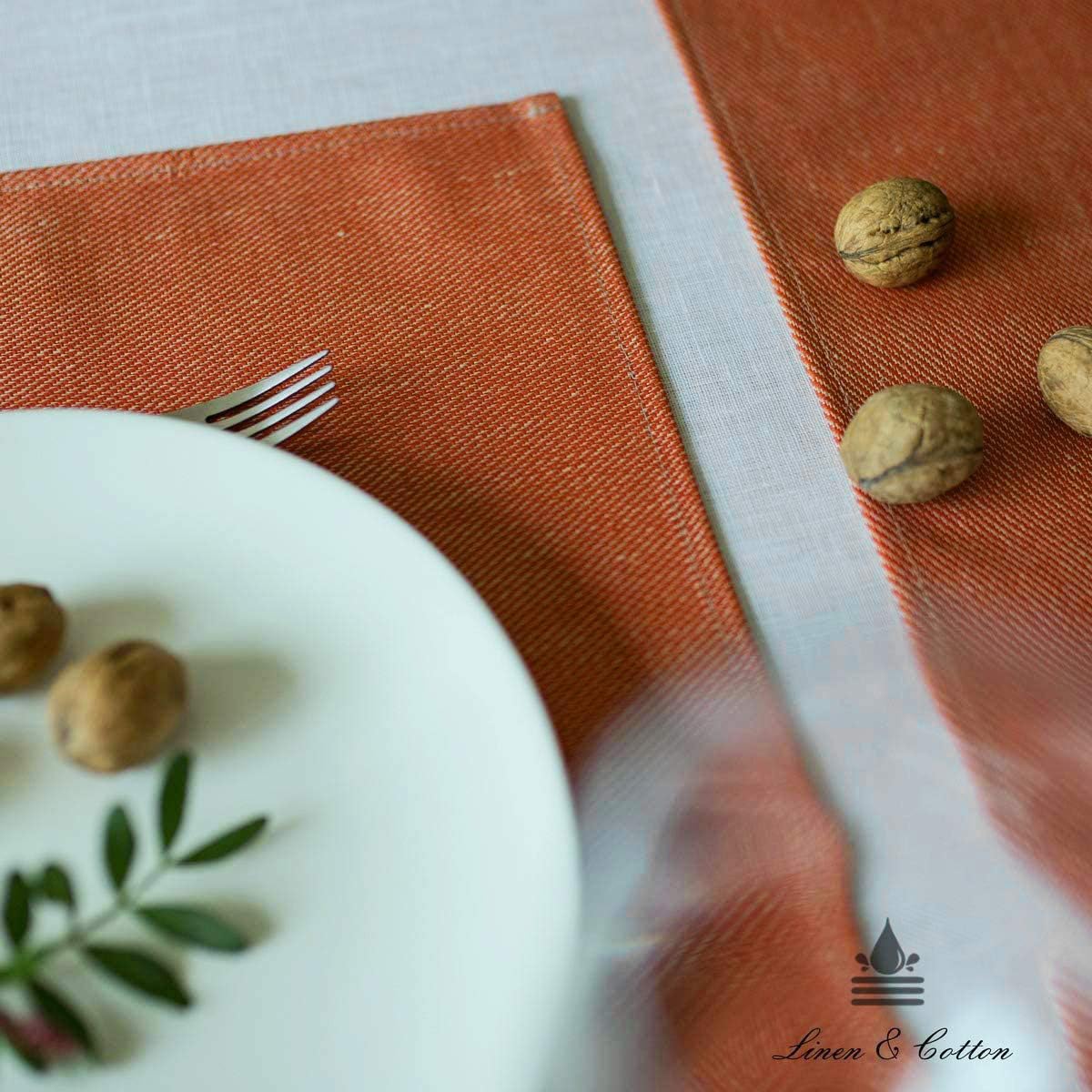 Linen & Cotton Waterproof Table Mats Placemats Pietro Set of 2-100% Linen - Image 5