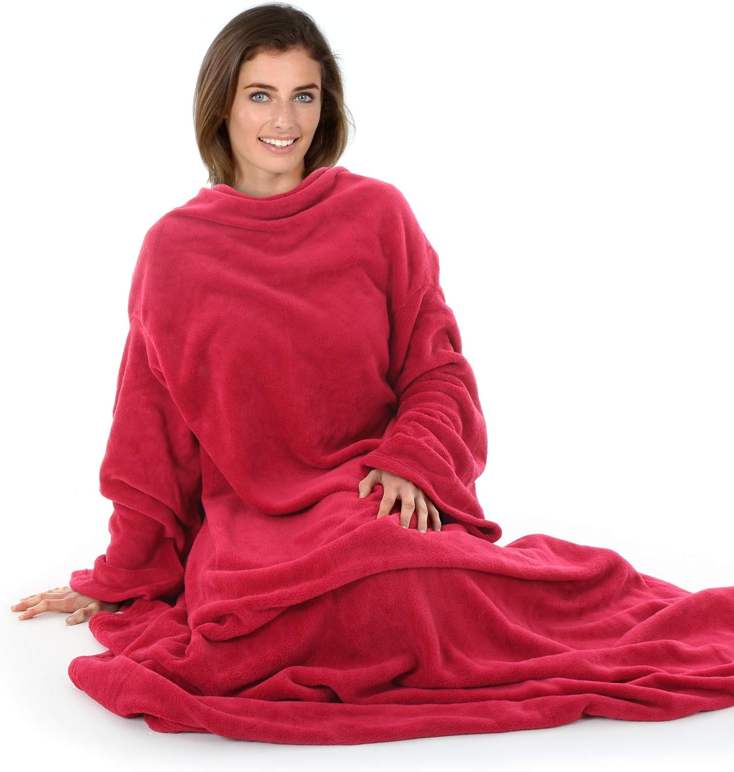 Autumn Faith Snuggle Blanket With Sleeves Wrap Around - Red (No Pattern)