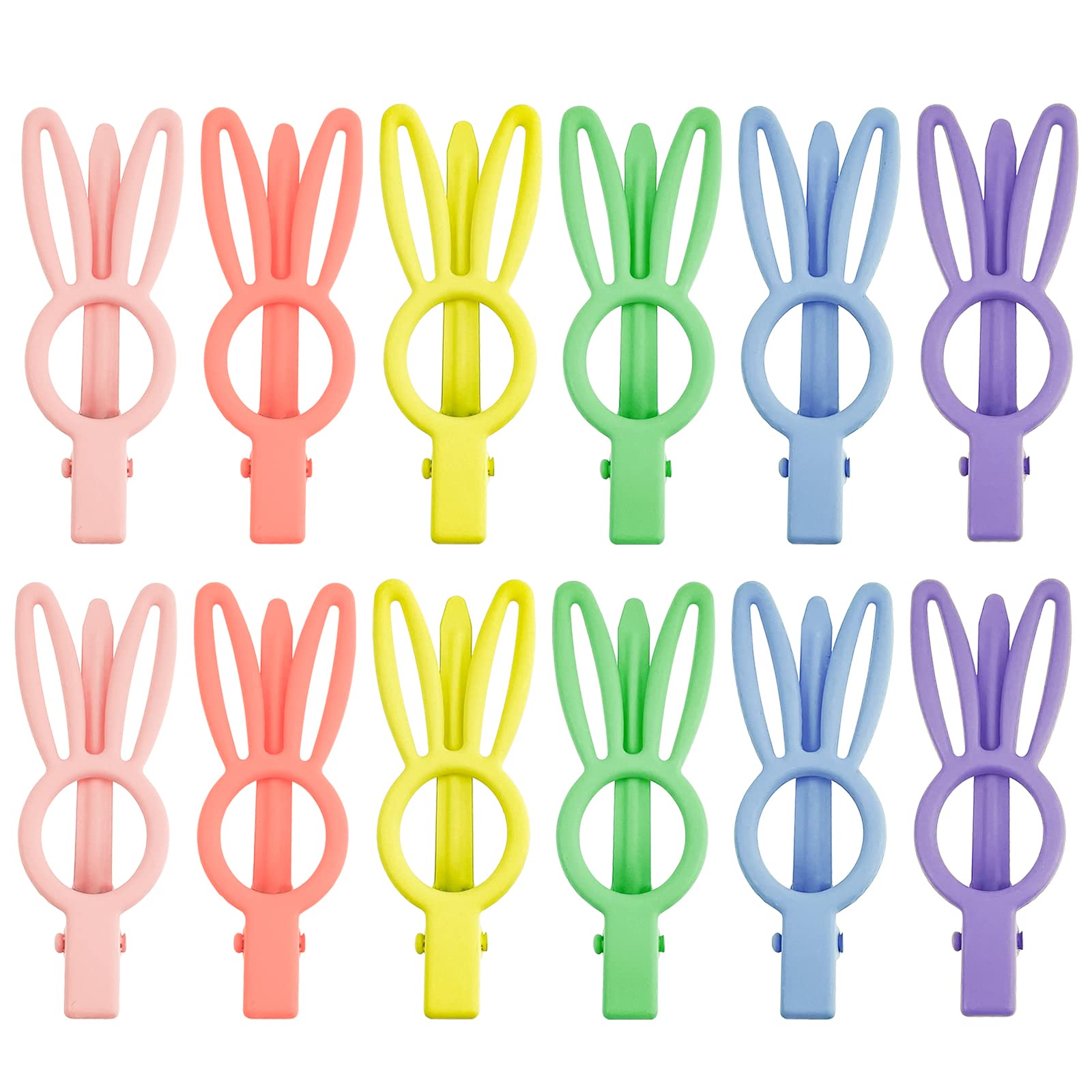 Photo 1 of 12 PCS Matte Hair Clip Cute Rabbit Hairpins Non Slip Hair Barrettes Alligator Hair Clips Colorful Clips for Thick Hair Accessories for Birthday Christmas Valentines Day Gifts