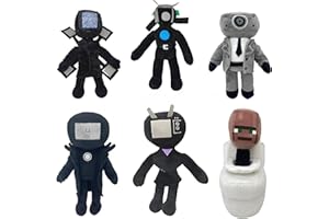 TQJOUJOU Skibidi Toilet Titan Speakerman Plush Toy, Horror Game Speakerman Boss Stuffed Plushie Doll Toys, Collectible Gifts for Fans and Kids (6PCS)
