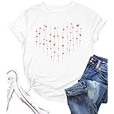 Valentine Shirts for Women Valentines Day Tshirts Love Heart Graphic Tees Casual Crewneck Short Sleeve Tops