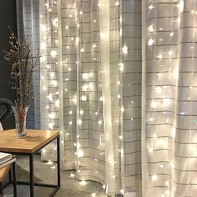 Twinkle Star 300 LED Window Curtain String Light for Wedding Party Home Garden Bedroom Outdoor Indoor Wall Christmas Decoration (White)