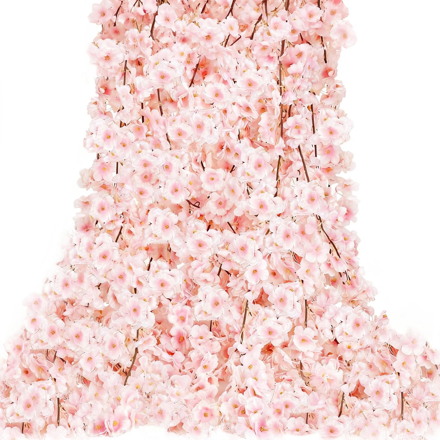 View 1 of 10PCS 59FT Artificial Silk Cherry Blossom Garland, Hanging Sakura Flower Vines for Wedding Party Home Arch Office Sakura Decor (Light Pink)