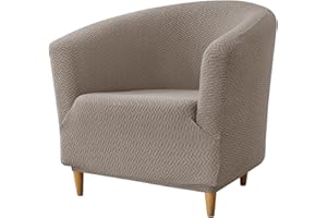 KRFOONN Club Chair Slipcover Stretch Jacquard Tub Chair Slipcover Removable Armchair Sofa Covers Spandex Barrel Chair Cover Furniture Protector Arm Chair Cover with Elastic Bottom for Living Room, T3